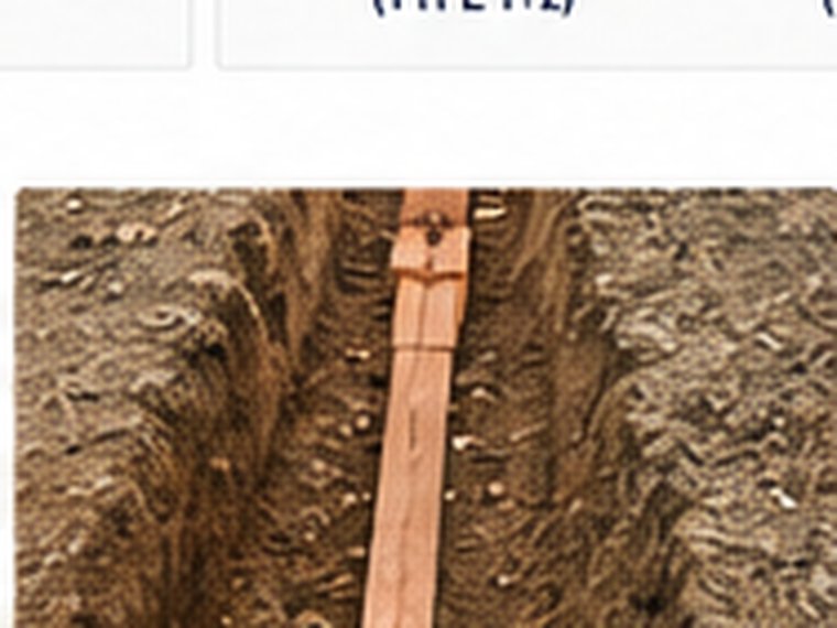 Copper strip conductor installation in trench