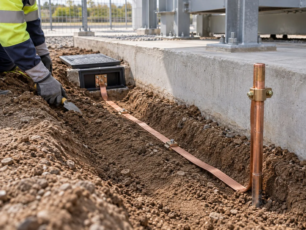 Illustrative electrode connection and earthing installation detail