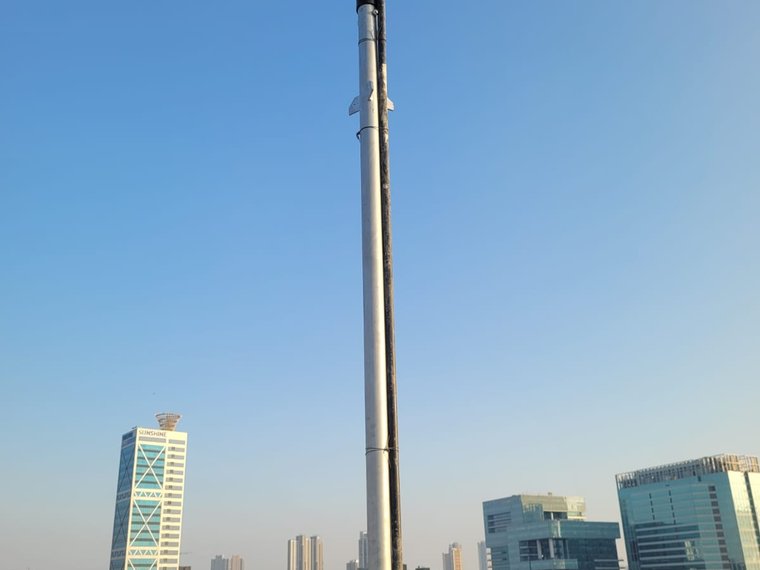 ESE lightning arrester installed on rooftop mast